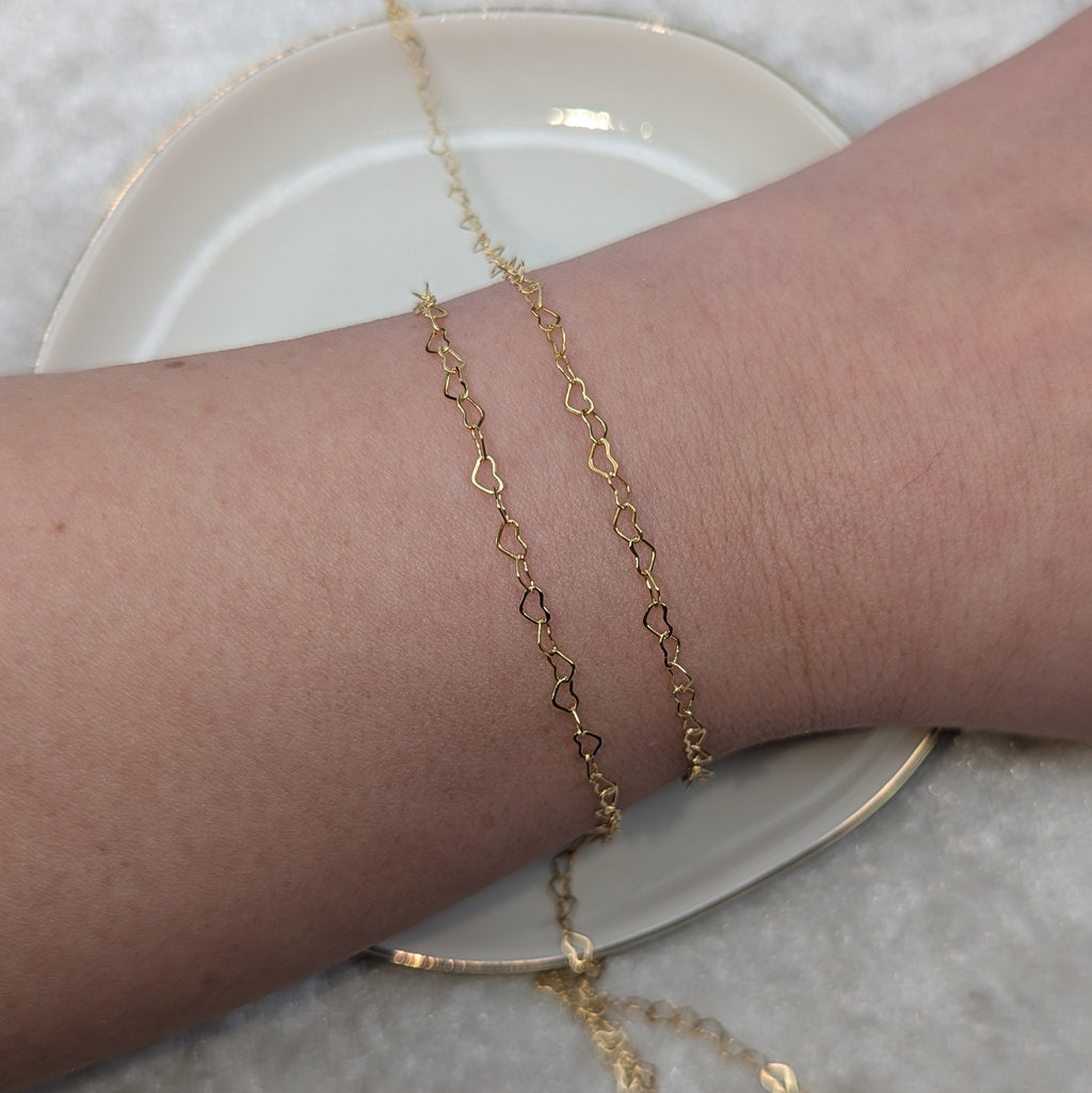 HEARTS (Gold) - Customisable and bespoke build-your-own gold bracelet or anklet