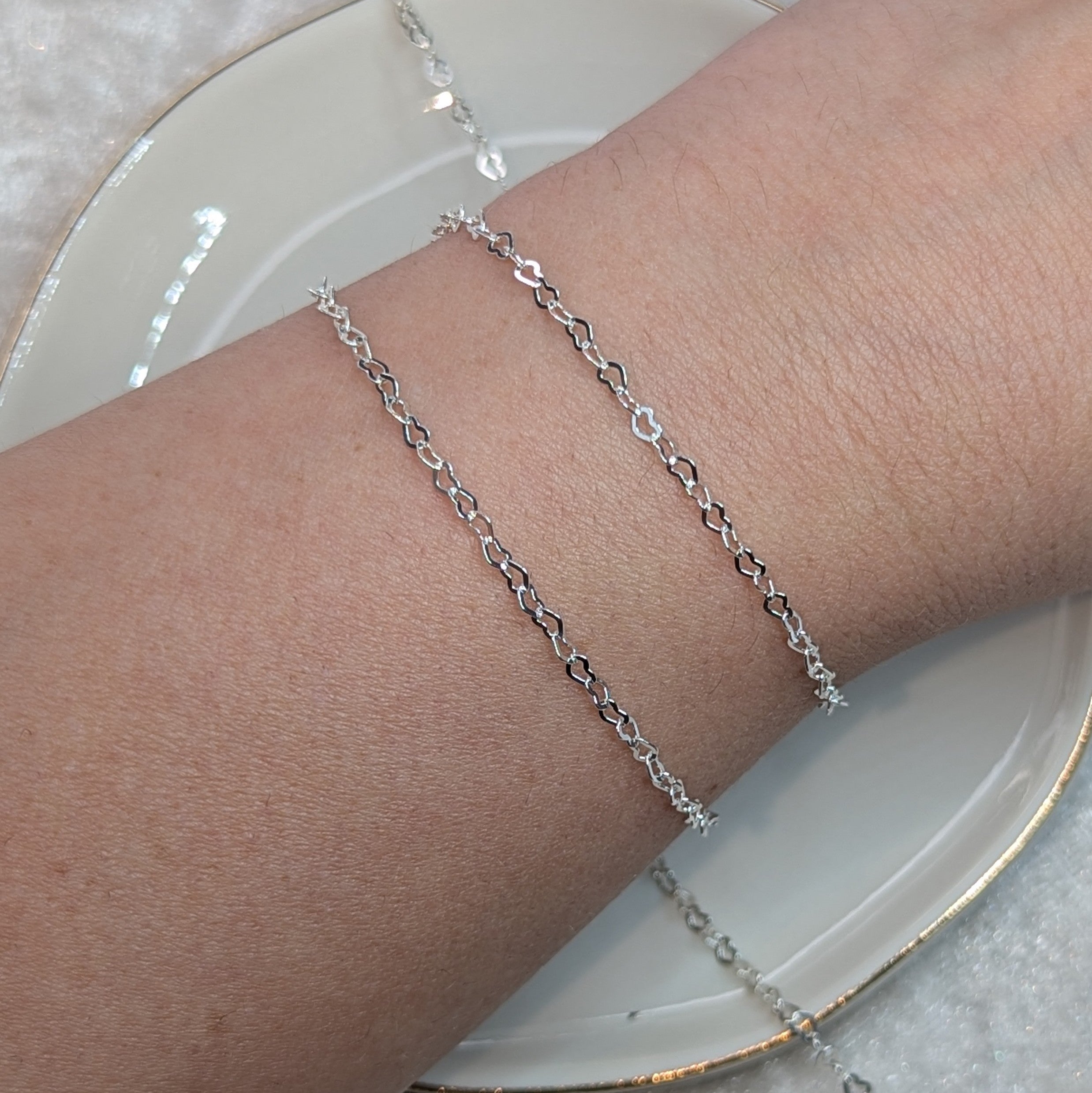 HEARTS - Customisable and bespoke build-your-own sterling silver bracelet or anklet