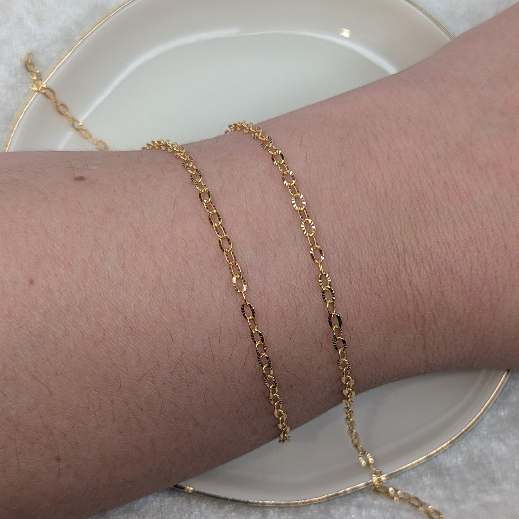 OVAL HAMMERED (Gold) - Customisable and bespoke build-your-own gold bracelet or anklet