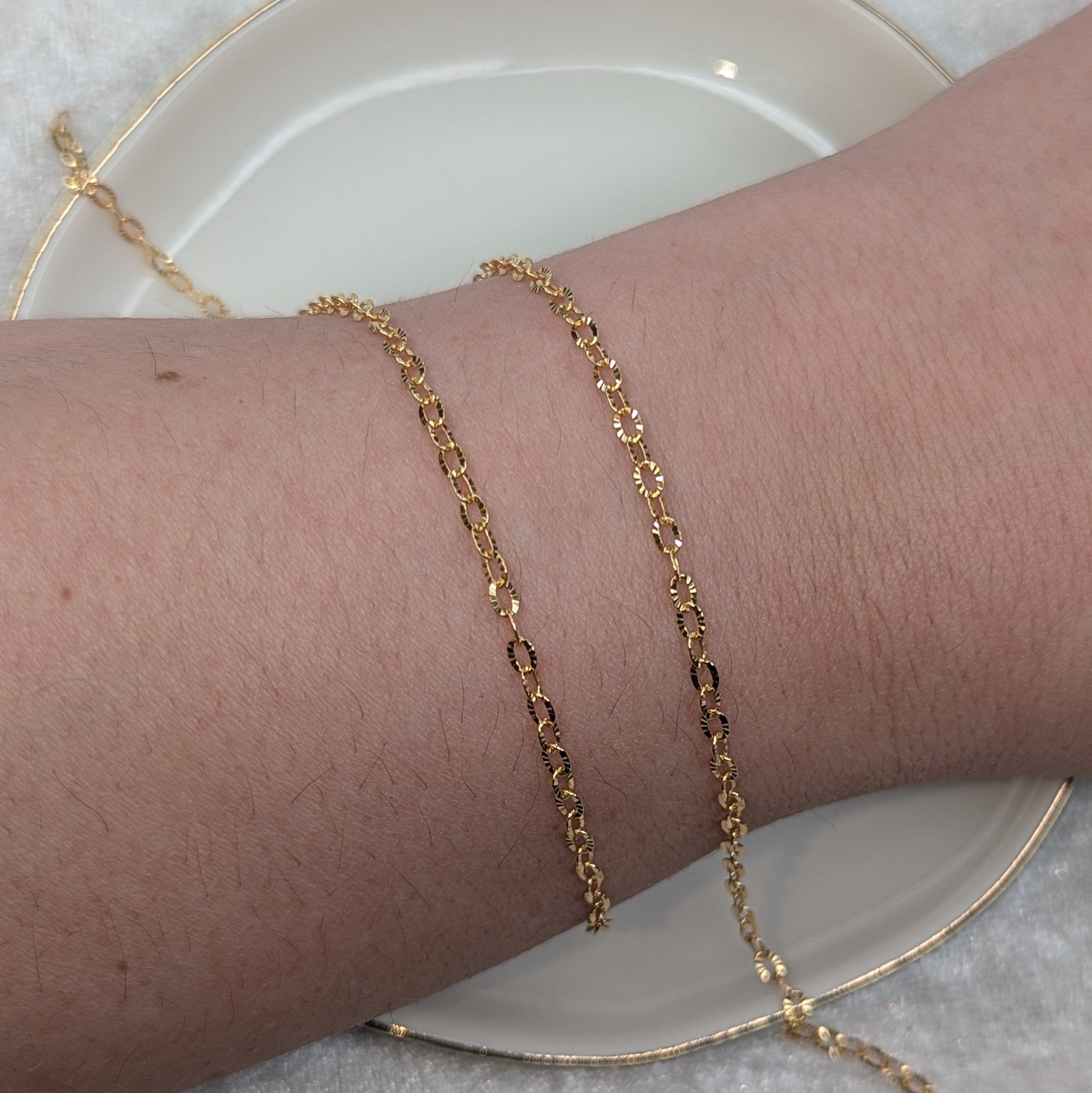 OVAL HAMMERED (Gold) - Customisable and bespoke build-your-own gold bracelet or anklet
