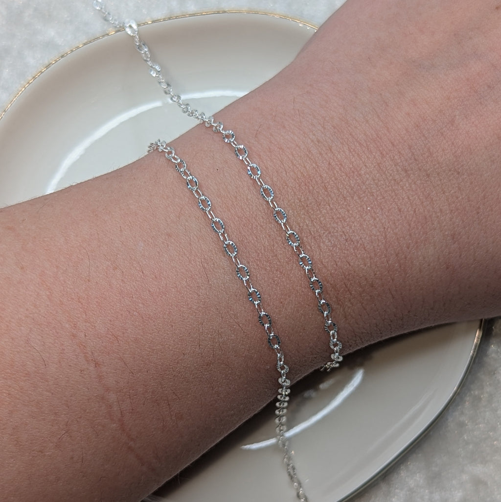 OVAL HAMMERED - Customisable and bespoke build-your-own sterling silver bracelet or anklet