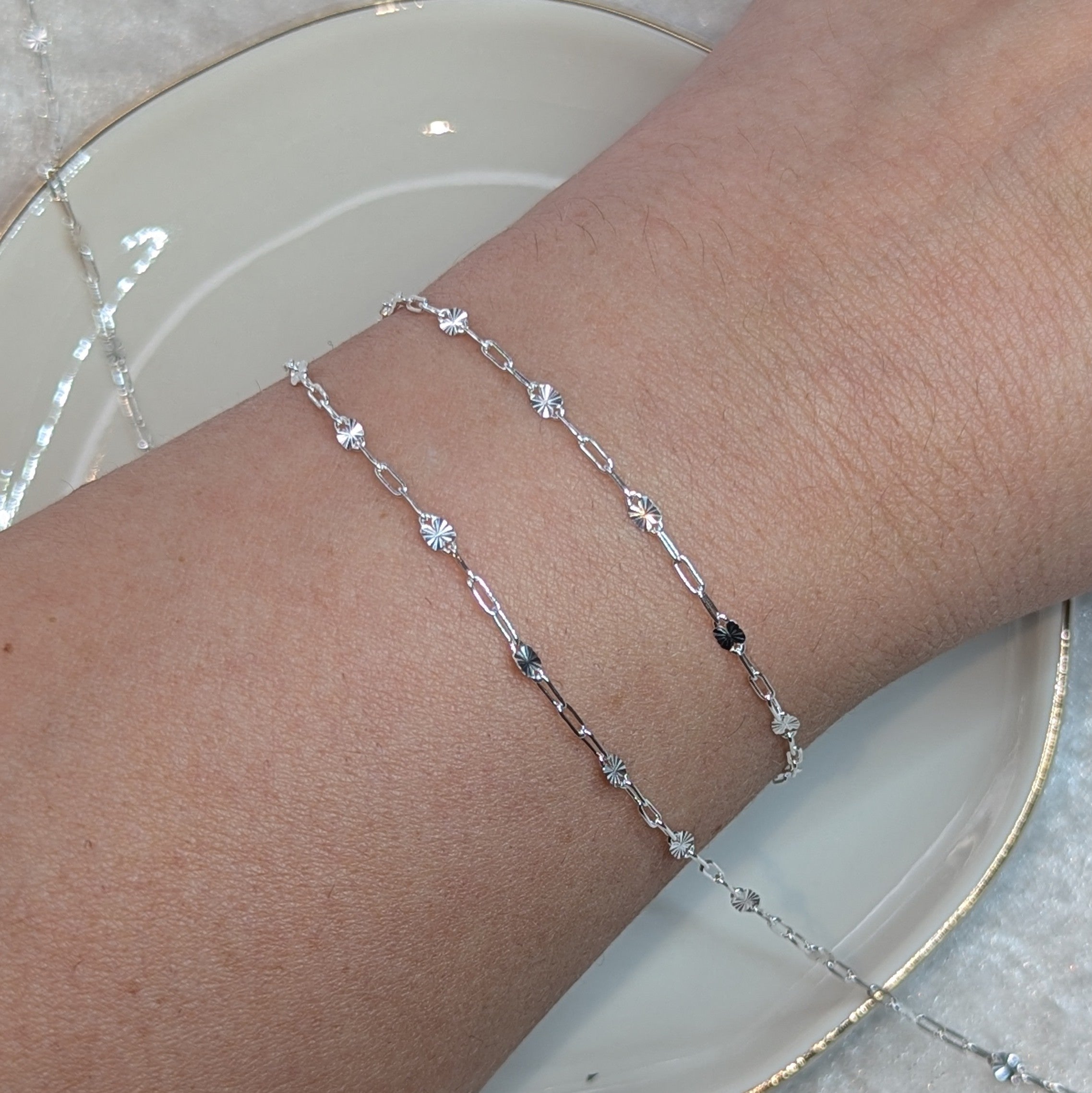 OVAL STARBURST - Customisable and bespoke build-your-own sterling silver bracelet or anklet