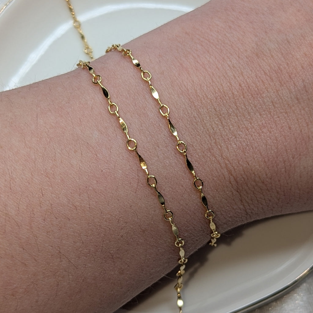 TWISTED BAR (Gold) - Customisable and bespoke build-your-own Gold bracelet or anklet