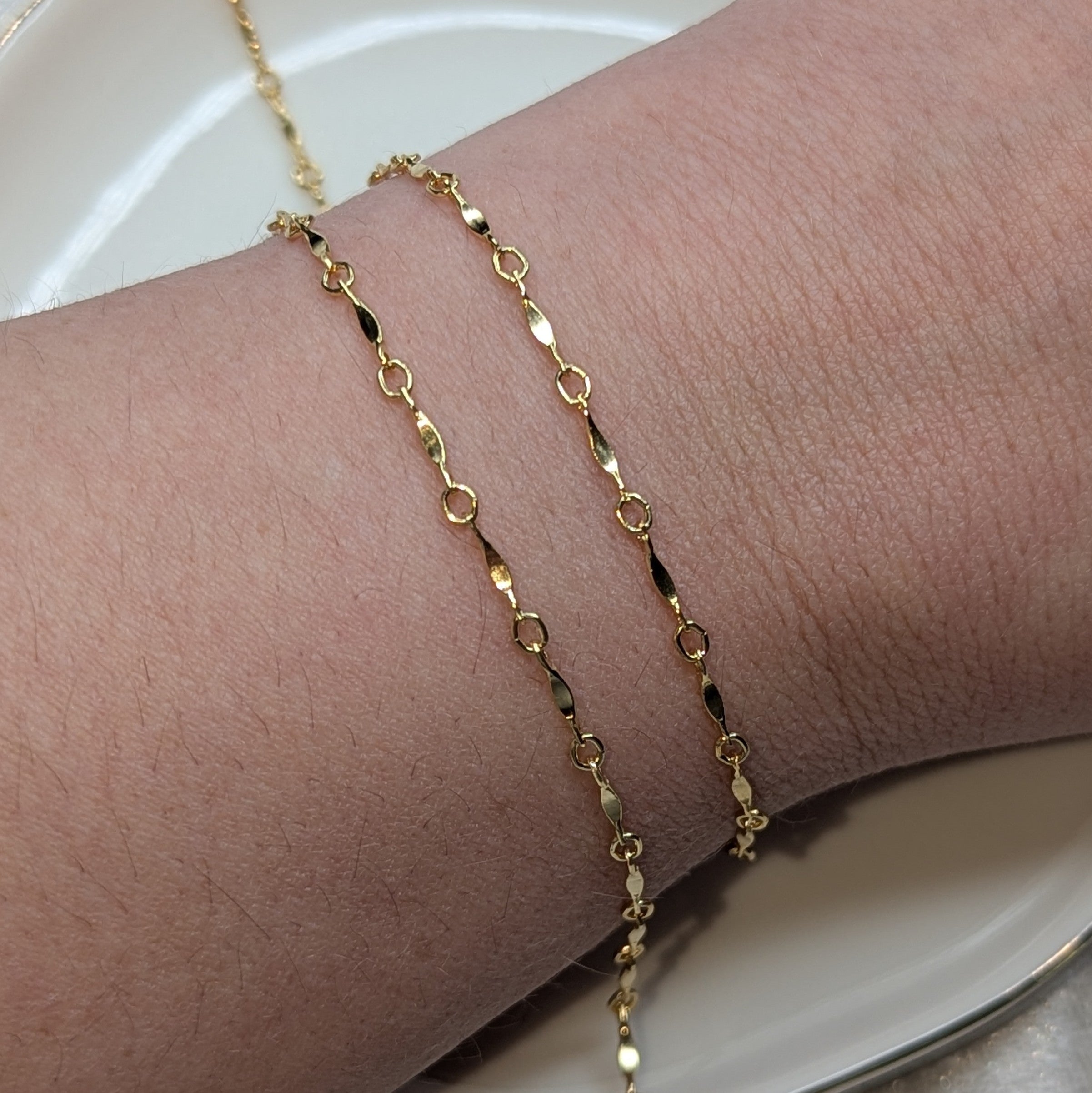 TWISTED BAR (Gold) - Customisable and bespoke build-your-own Gold bracelet or anklet