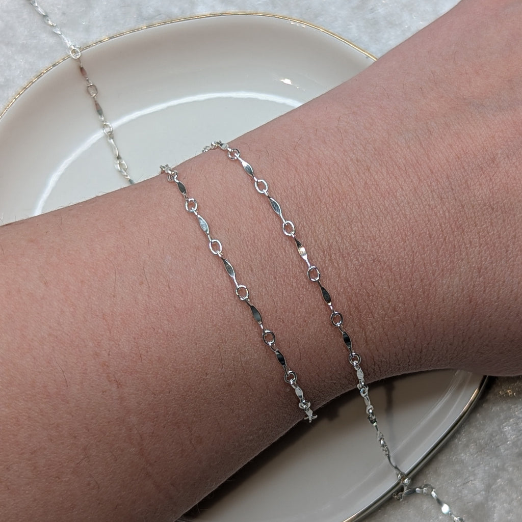 TWISTED BAR - Customisable and bespoke build-your-own sterling silver bracelet or anklet