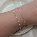 CABLE CHAIN WITH WHITE ENAMEL BEADS (Gold) - Customisable and bespoke build-your-own Gold bracelet or anklet